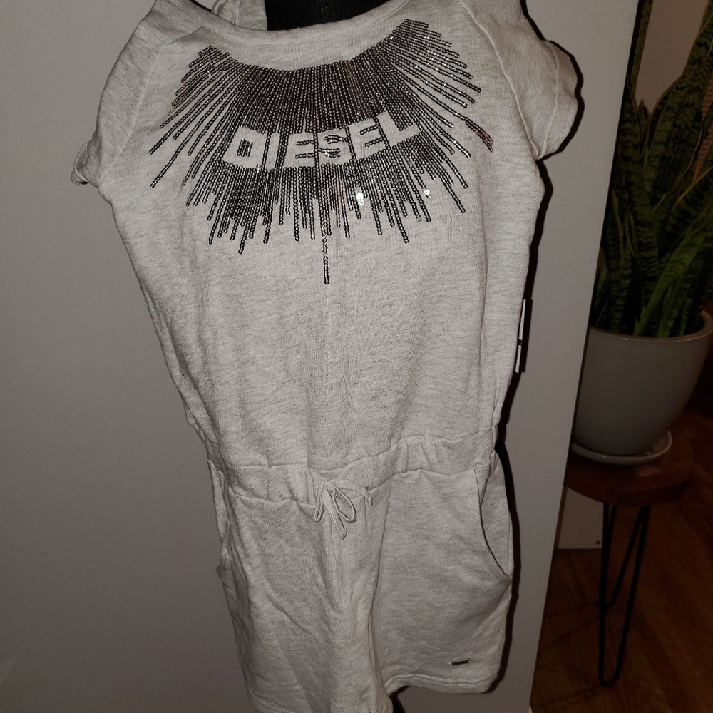 Diesel Kids Gray 1 piece Romper with sequin Deta